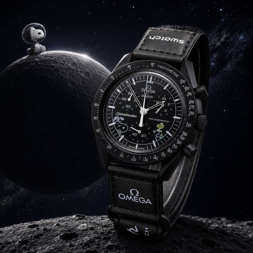 ساعت امگا سواچ ماه مشکی اسنوپی mission to dark moon snoopy