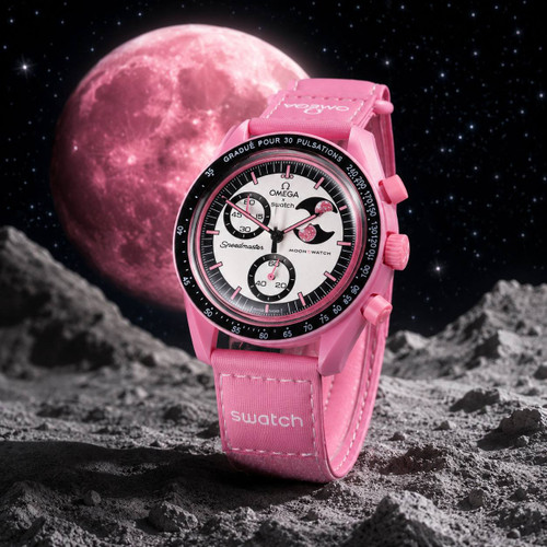 ساعت امگا سواچ ماه صورتی mission to pink moon