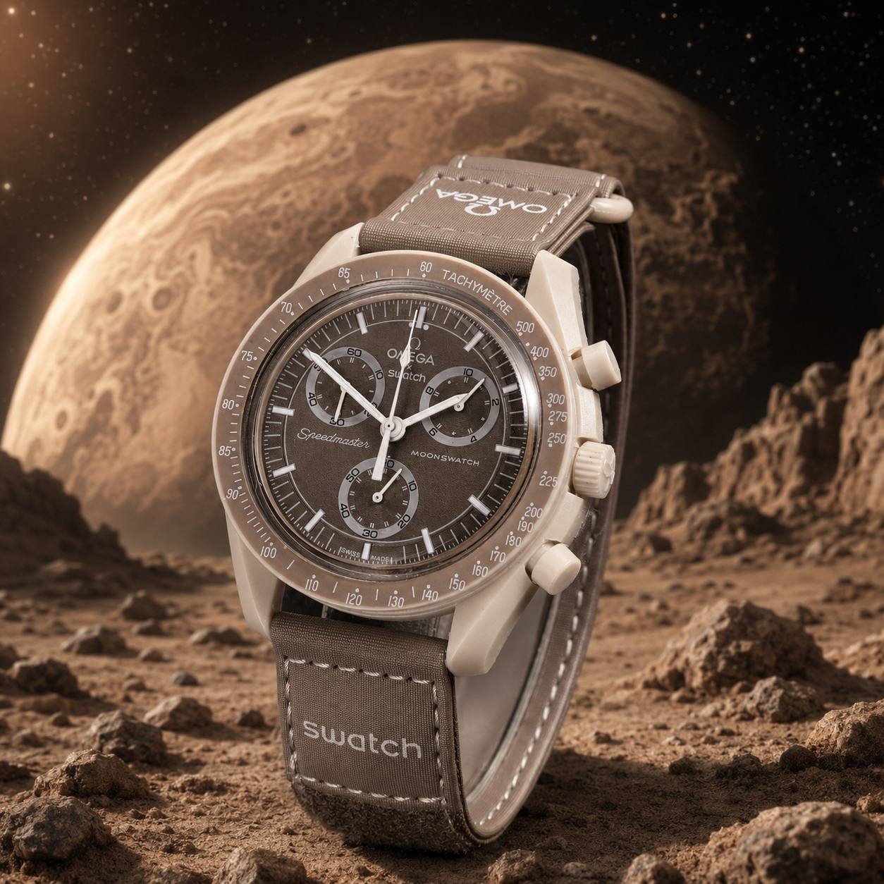 ساعت امگا سواچ زمین صحرا  mission to earth dessert